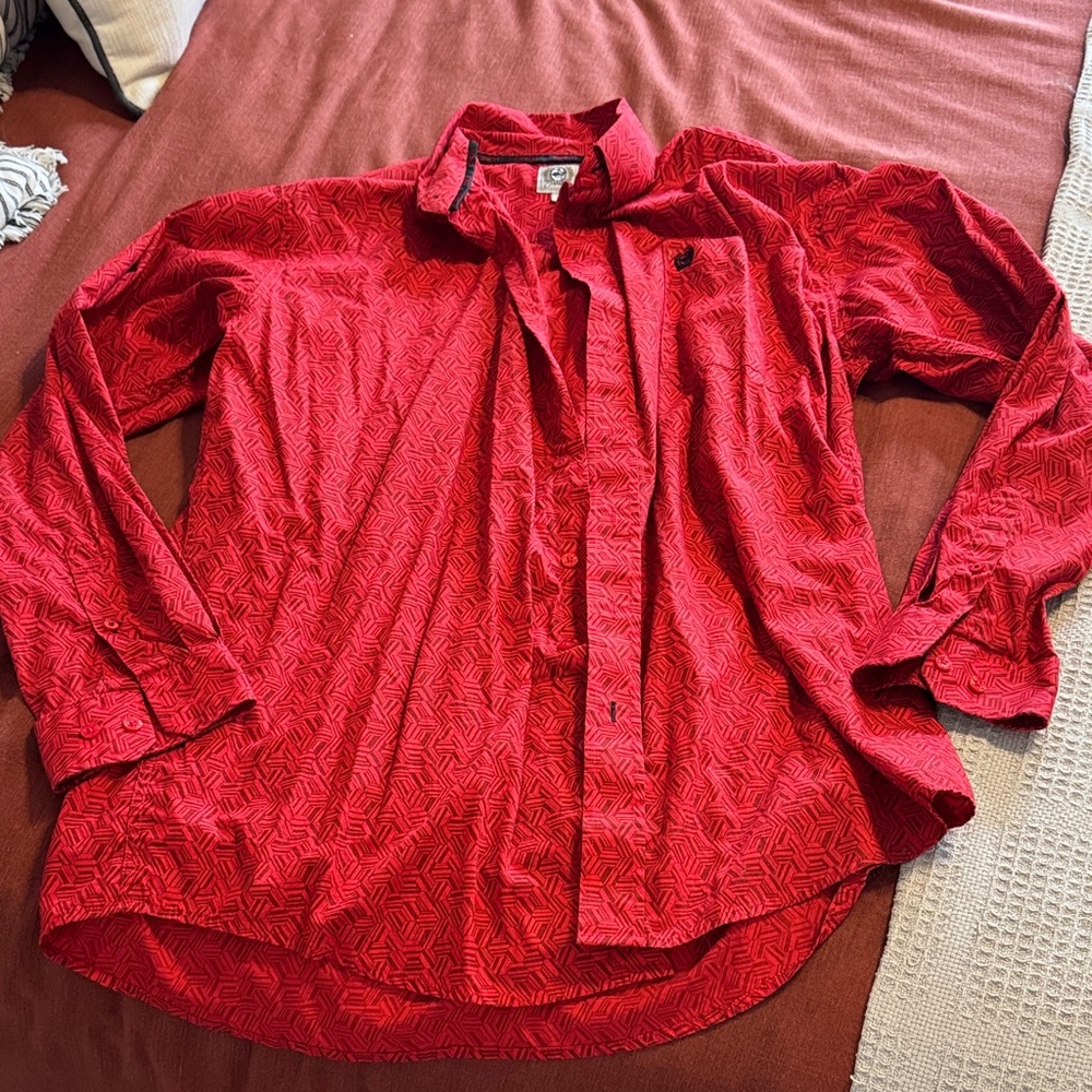 Cinch Red Patterned Men's Casual Button Down Shirt